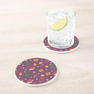 Purple Christmas Pattern Aesthetic – Cute Holiday Coaster