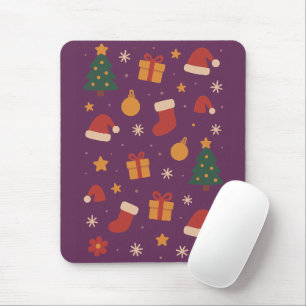 Purple Christmas Pattern Aesthetic – Cute Holiday Mouse Mat