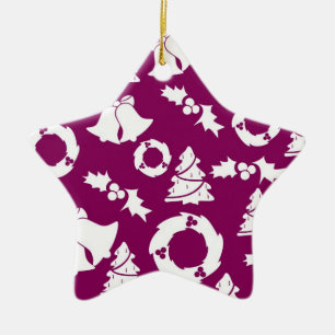 Purple Christmas Pattern Ceramic Tree Decoration