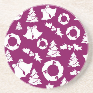 Purple Christmas Pattern Coaster