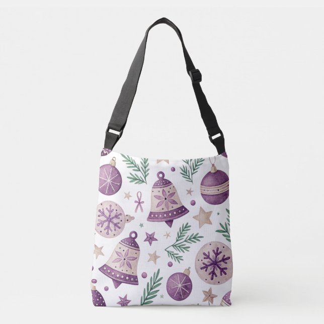Purple Christmas Pattern Crossbody Bag (Front)