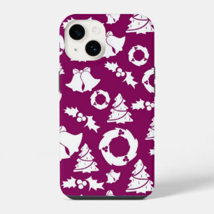 Purple Christmas Pattern iPhone 14 Case