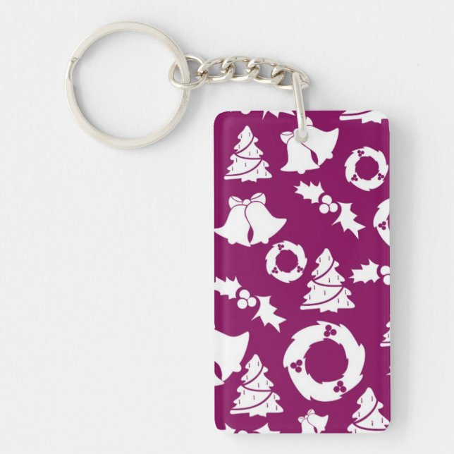 Purple Christmas Pattern Key Ring (Front)