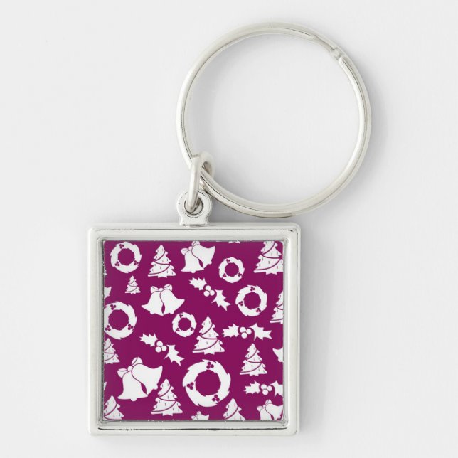 Purple Christmas Pattern Key Ring (Front)