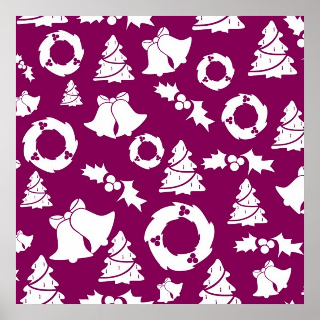 Purple Christmas Pattern Poster (Front)