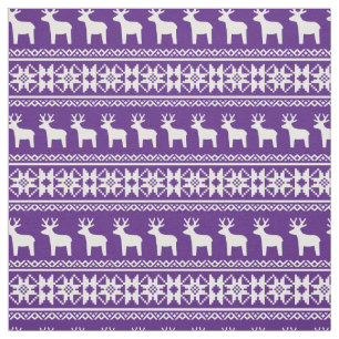 Purple Christmas Reindeer Snowflake Pattern Fabric
