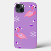 purple christmas santa claus flamingo