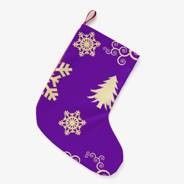 Purple Christmas Small Christmas Stocking (Front (Hanging))