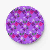 purple christmas snowflakes holly