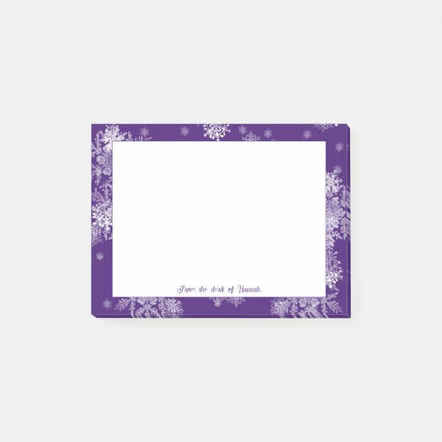 Purple Christmas Snowflakes Personalised Notes (Front)