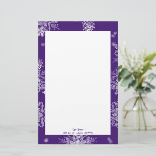 Purple Christmas Snowflakes Stationery