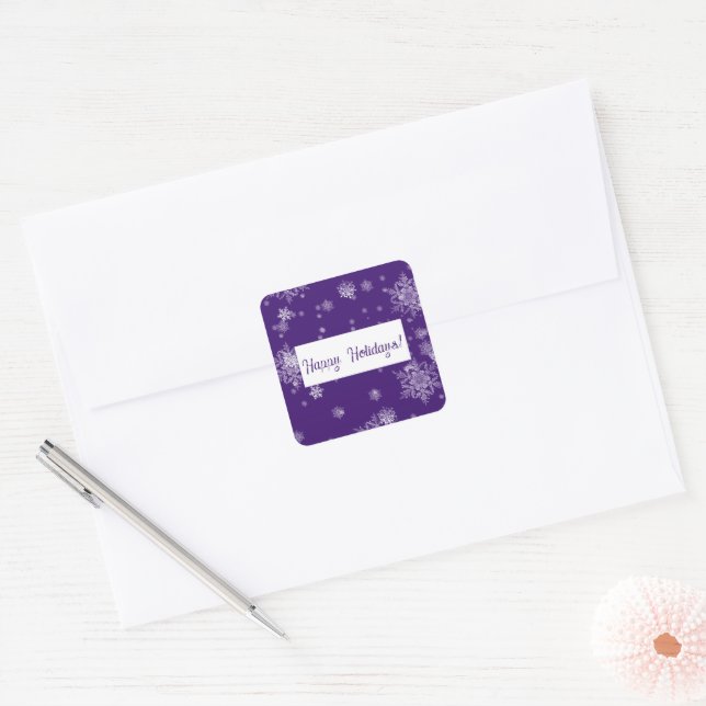 Purple Christmas Snowflakes Sticker (Envelope)