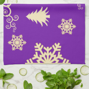Purple Christmas Tea Towel