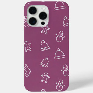 Purple Christmas texture with festive elements iPhone 15 Pro Max Case