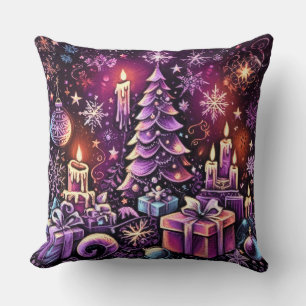 Purple Christmas Theme Hard Pastel Drawing Cushion