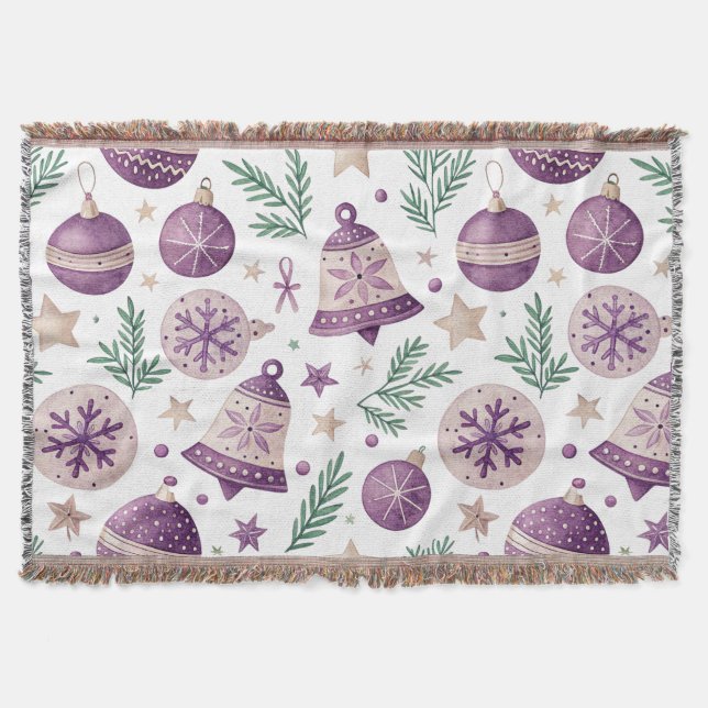 Purple Christmas Throw Blanket – Whimsical Winter  (Front)