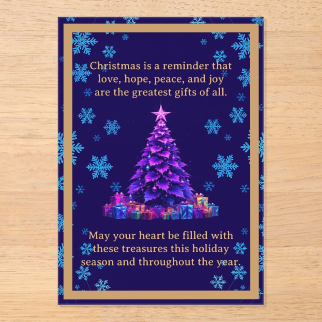 Purple Christmas Tree Acrylic Card Invitations (Front)