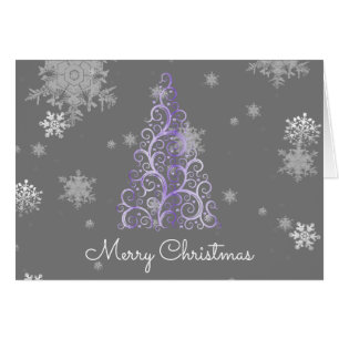 Purple Christmas Tree and Snowflakes