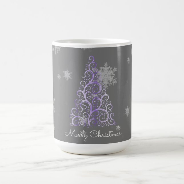 Purple Christmas Tree and Snowflakes Mug (Center)