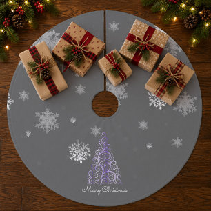 Purple Christmas Tree and Snowflakes Tree Skirt