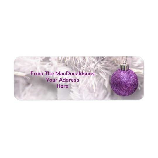 Purple Christmas tree bauble Return Address Label