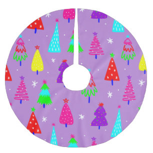 purple christmas tree colourful pop art brushed polyester tree skirt