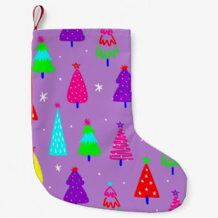 purple christmas tree colourful pop art small christmas stocking