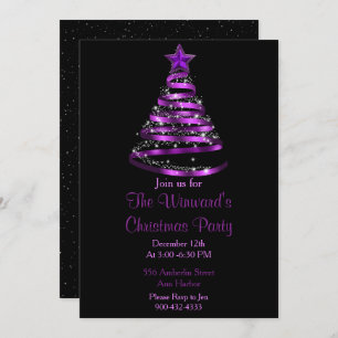 Purple Christmas Tree Invitation
