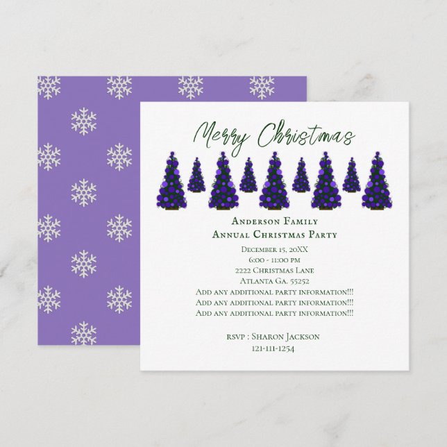 Purple Christmas Tree Invitation (Front/Back)