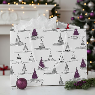 Purple Christmas Tree Pattern#5 ID1009 Large Gift Bag