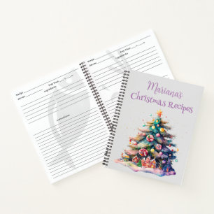 Purple Christmas Tree Recipe Notebook