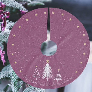 Purple Christmas Tree Skirt Gold Stars