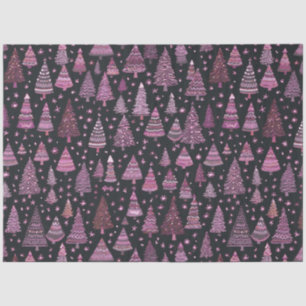 Purple Christmas Trees and Stars Christmas Tissue Paper