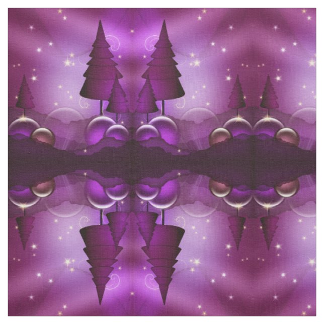 Purple Christmas Trees Fabric (Swatch)