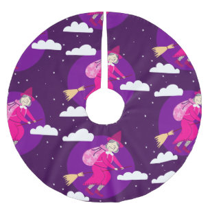 purple christmas witch befana broomrider spookmas brushed polyester tree skirt