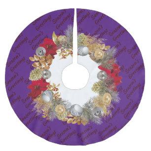 Purple Christmas Wreath Brushed Polyester Tree Skirt