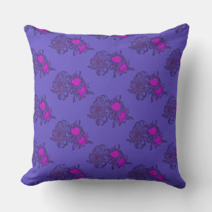 Purple Chrysanthemum Floral Pattern Pillow