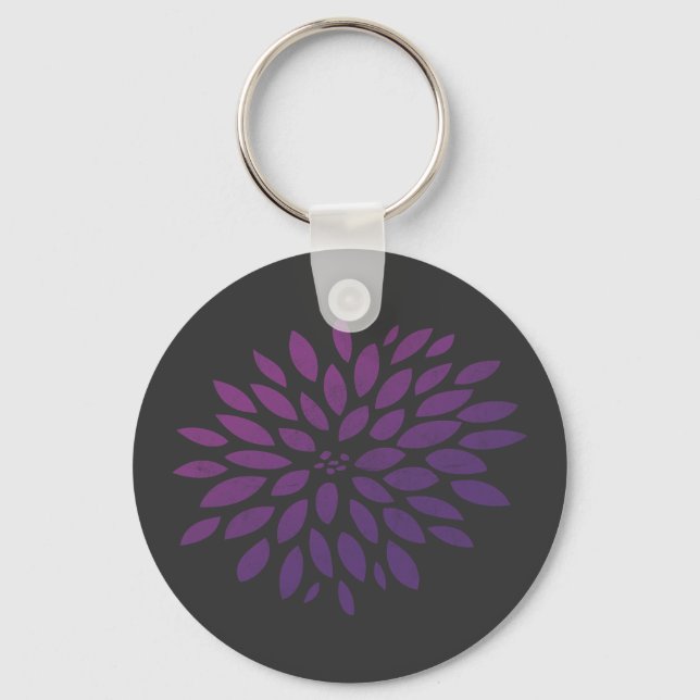 Purple Chrysanthemum Key Ring (Front)
