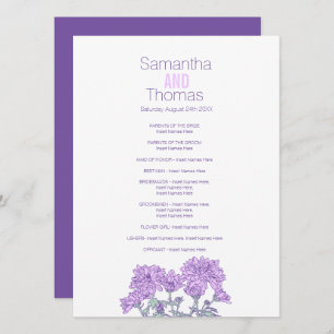 Purple chrysanthemum wedding program rack card