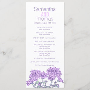 Purple chrysanthemum wedding program rack card