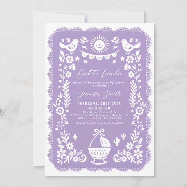 Purple Cielito Lindo Baby Shower Invitation (Front)
