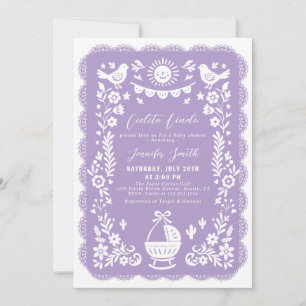 Purple Cielito Lindo Baby Shower Invitation