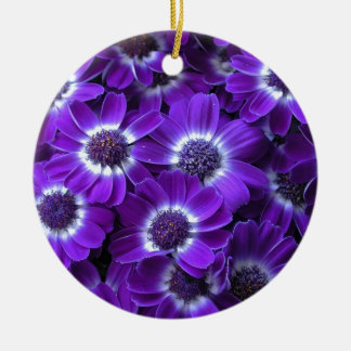 Purple Cinerarias Bouquet Ceramic Tree Decoration