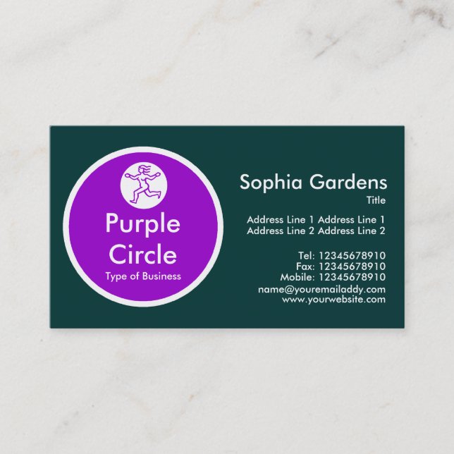 Purple Circle - Dark Green Business Card (Front)