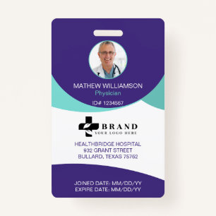 Purple Circle Design Medical Photo ID & Logo ID Badge
