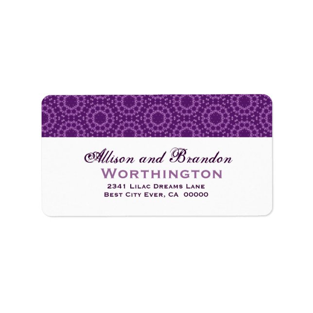 Purple Circle Flowers Wedding Template Label (Front)