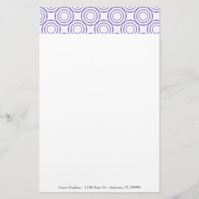 Purple Circle Pattern Personalise Stationery (Front)