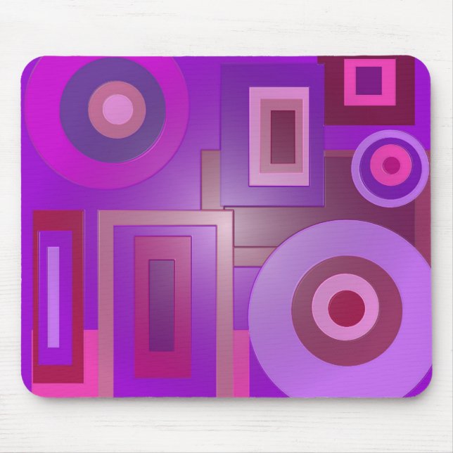 purple circles and squares mouse mat (Front)