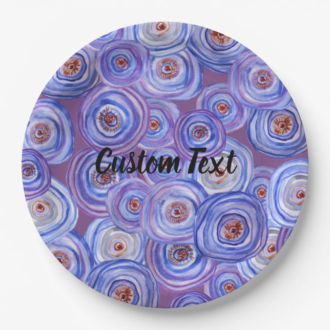 Purple Circles Custom Text Paper Plates (Front)
