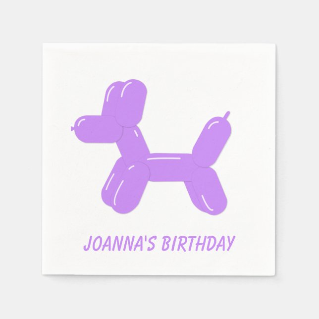 Purple Circus Balloon Animal Dog Napkin (Front)